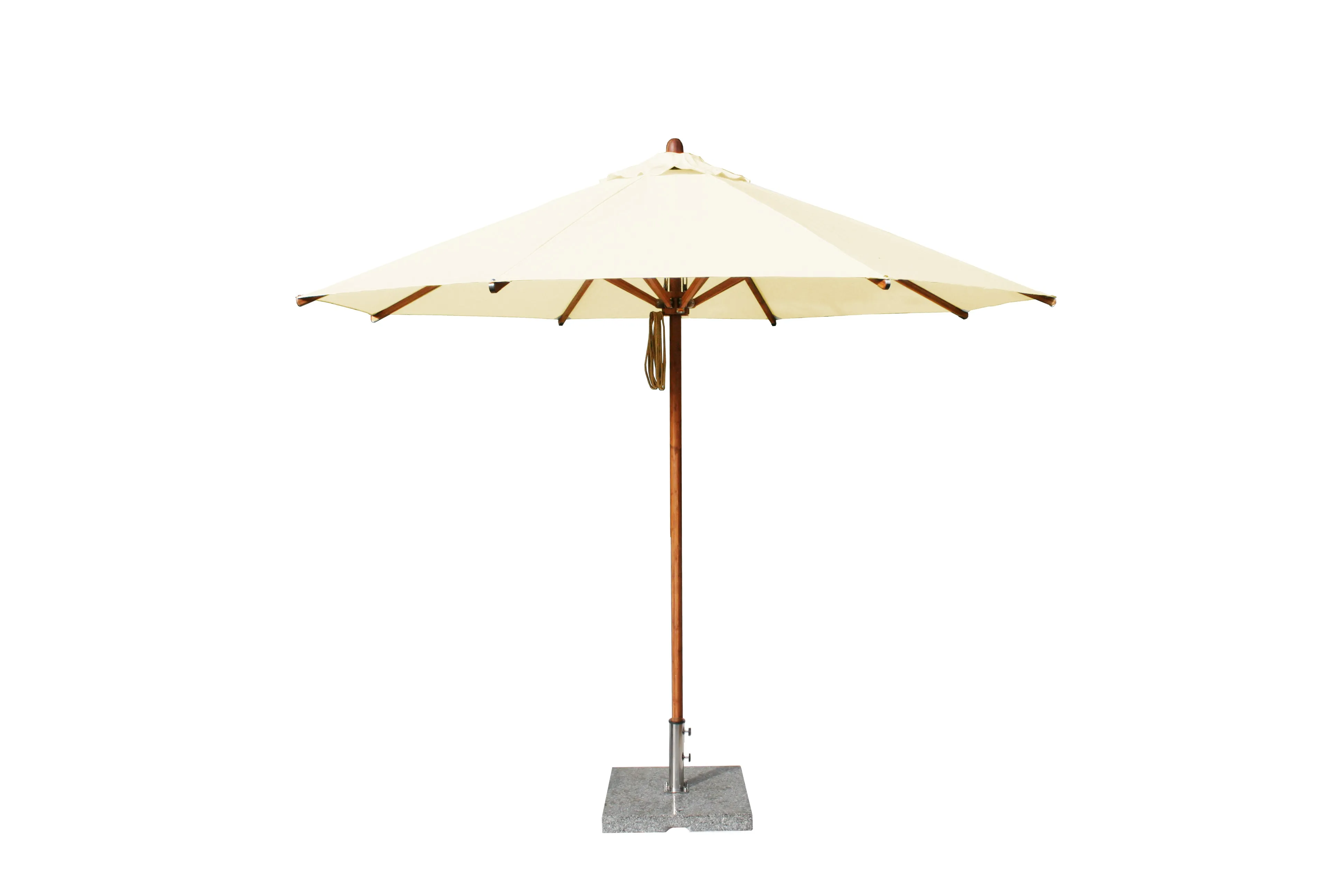 Bambrella 11.5' Round Levante Bamboo Pulley Lift No Tilt Umbrella