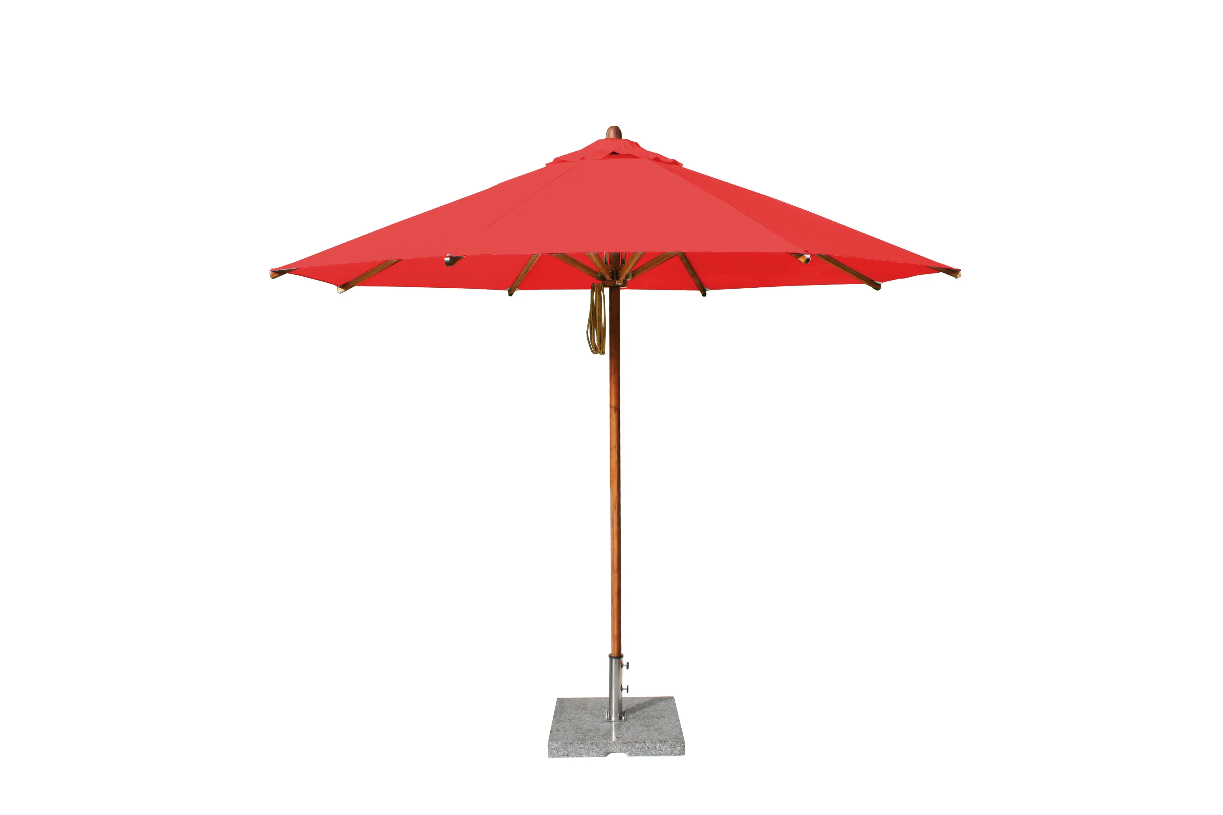 Bambrella 11.5' Round Levante Bamboo Pulley Lift No Tilt Umbrella