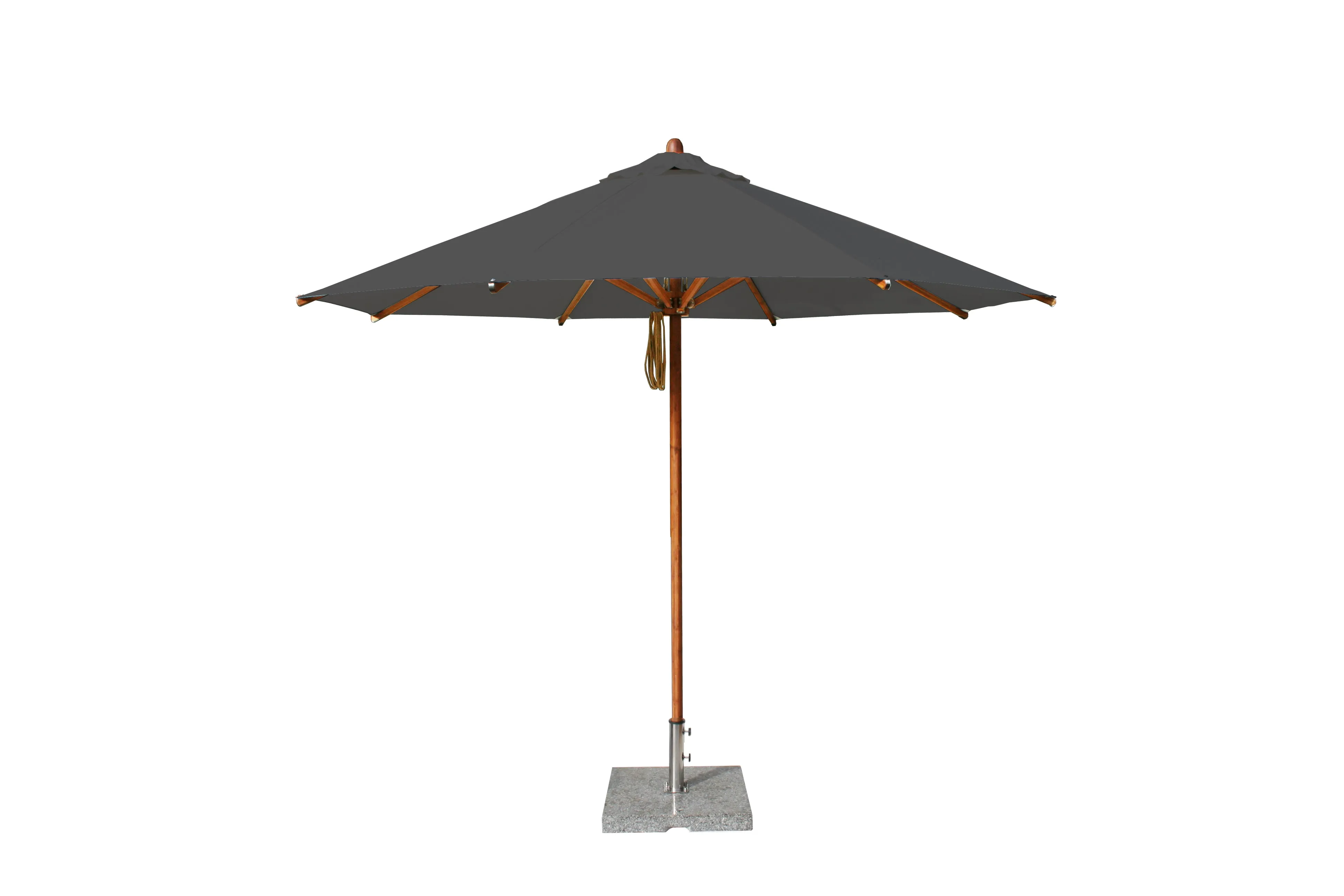 Bambrella 11.5' Round Levante Bamboo Pulley Lift No Tilt Umbrella