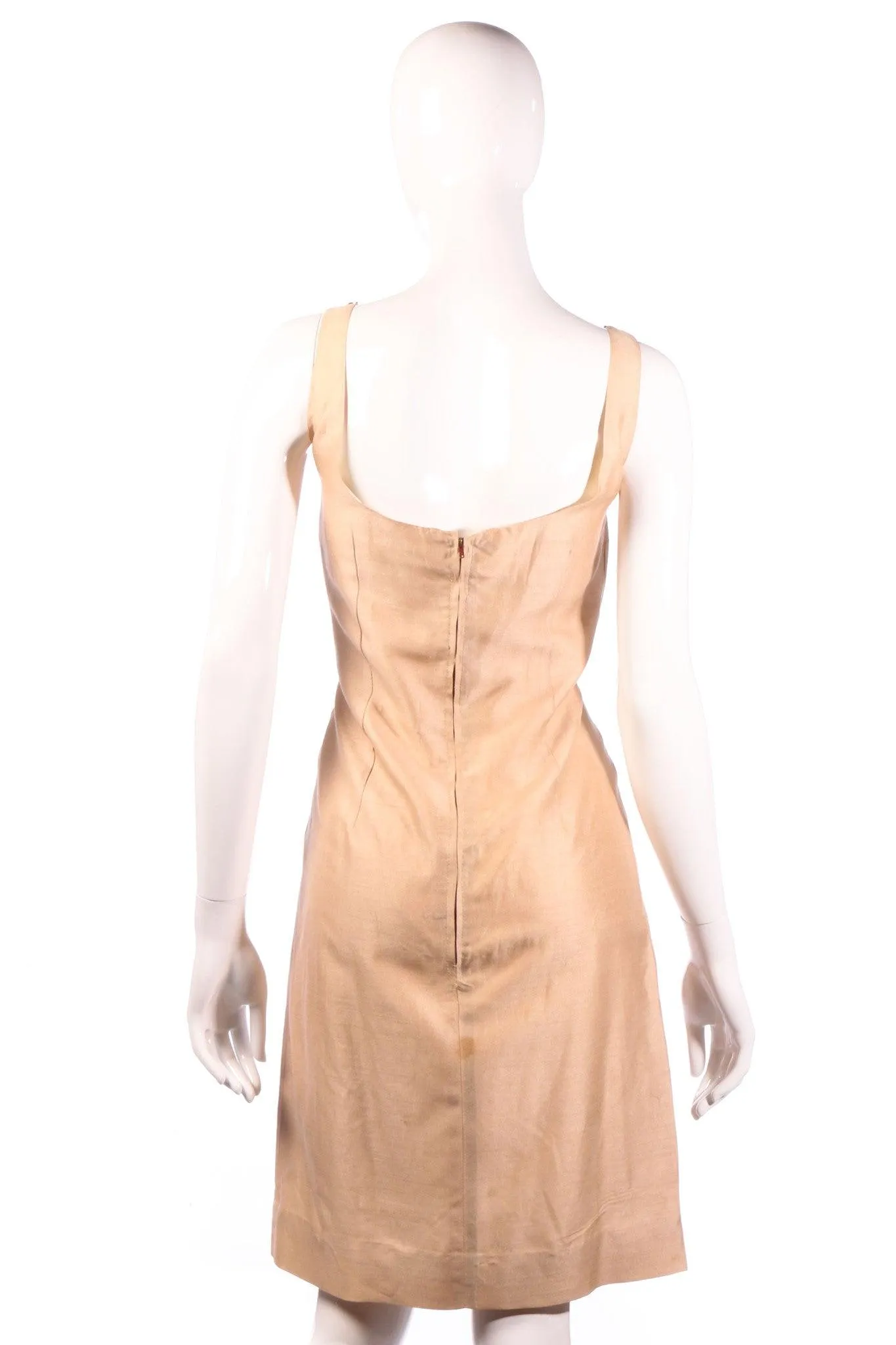 Beige vintage cocktail dress with beaded neckline 10/12