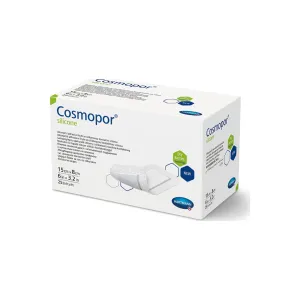 Cosmopor Silicone Absorbent Island Dressing with Silicone Adhesive, Sterile 2” x 2.8” Dressing, 1” x 1.6” Pad