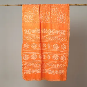 Orange - Kutch Bandhani Tie-Dye Cotton Saree with Blouse Piece