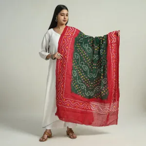 Red - Kutch Bandhani Tie-Dye Mul Cotton Dupatta 06