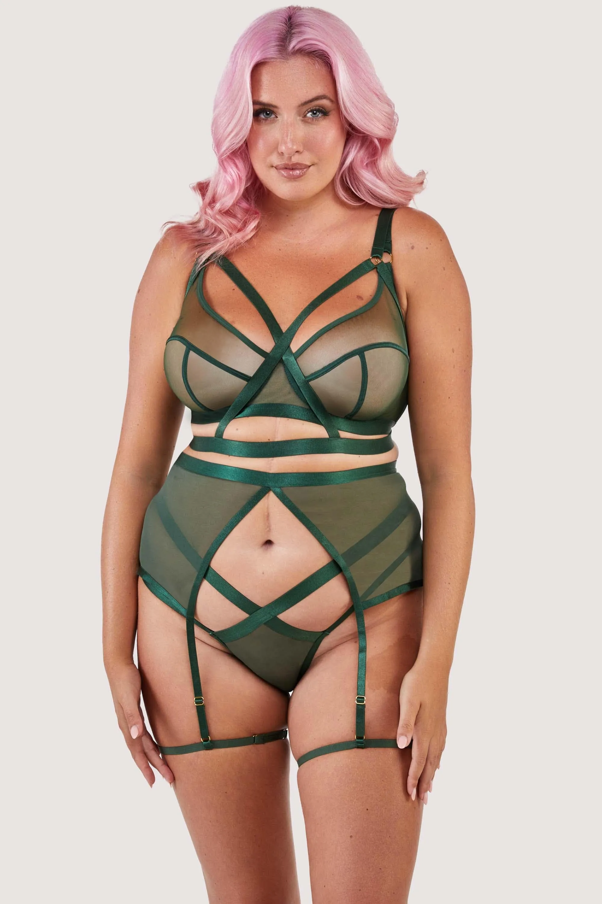 Regent Green Mesh Harness Suspender